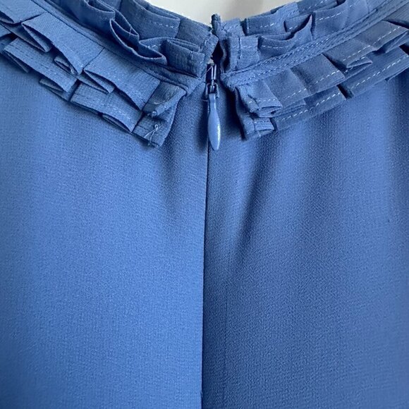 NWOT Laundry by Shelli Segal Women Ruffle Elastic Waist Blue Dress - Size 6 - Picture 8 of 11